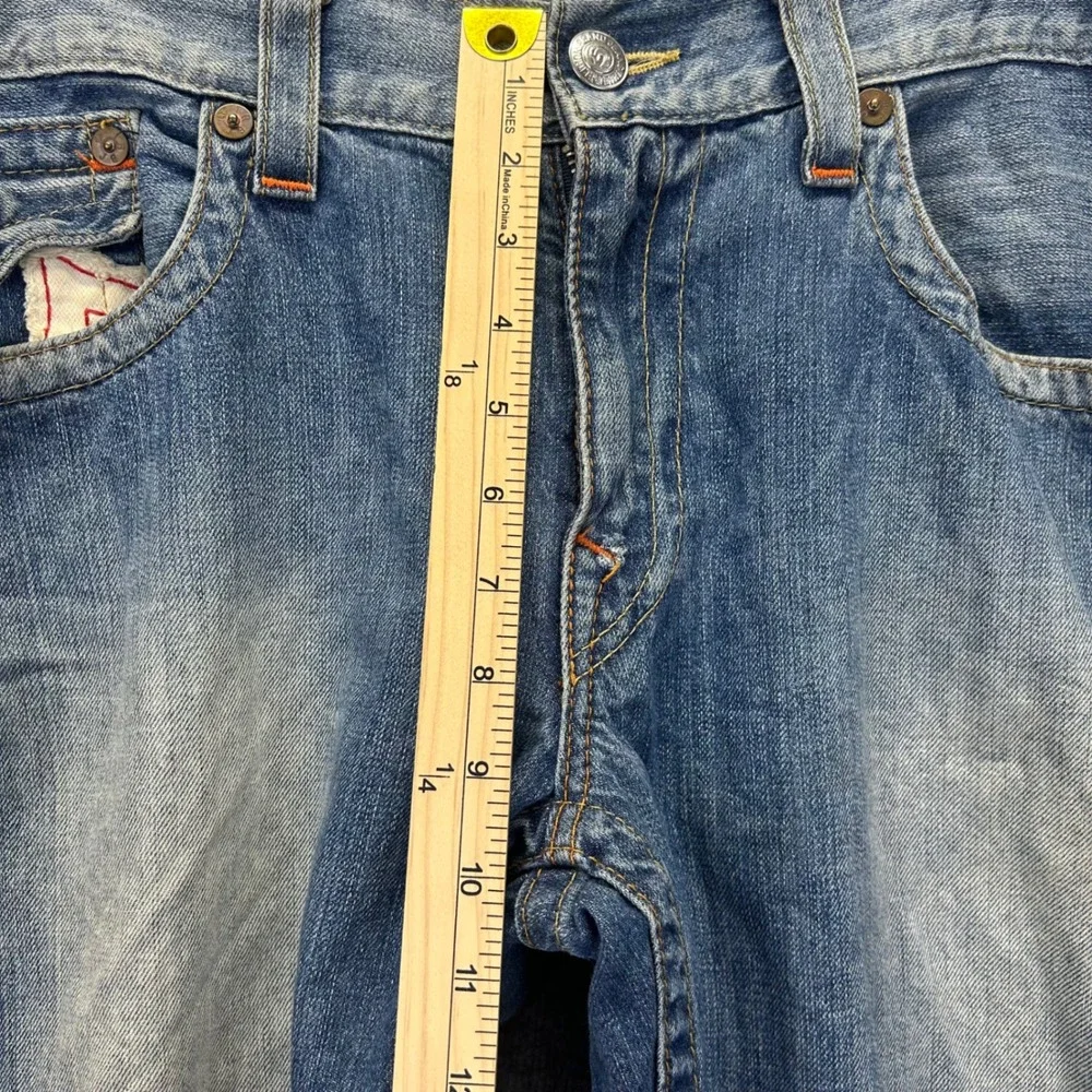 True Religion‎ Straight Mens Jeans 38 Medium Wash Frayed Horseshoe Logo USA